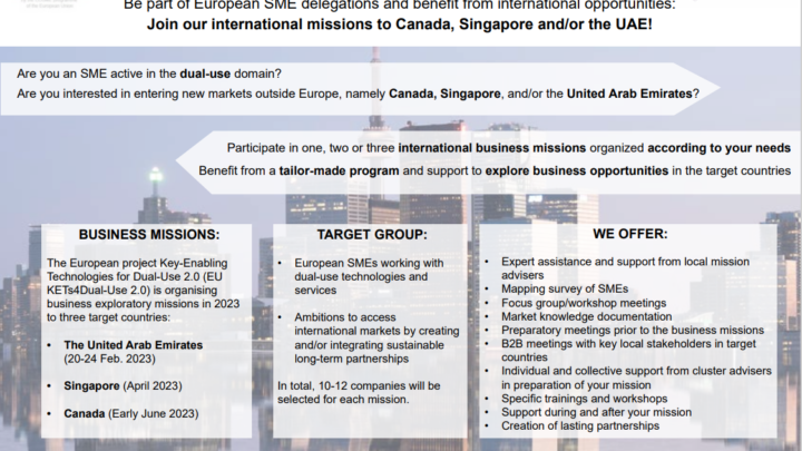 Business missions for European SMEs with a dual-use technology, product or service